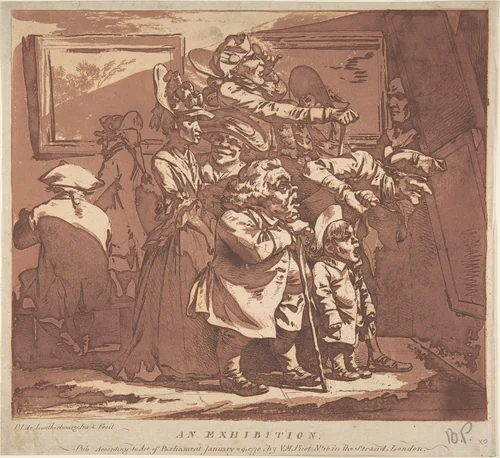 An Exhibition by Philippe-Jacques de Loutherbourg, print, 1776