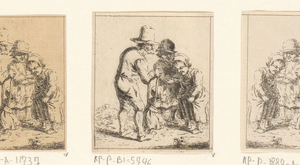 Gezin leert kind lopen by Christina Chalon, print, 1758-1808