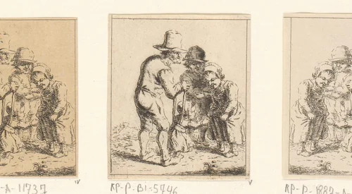 Gezin leert kind lopen by Christina Chalon, print, 1758-1808