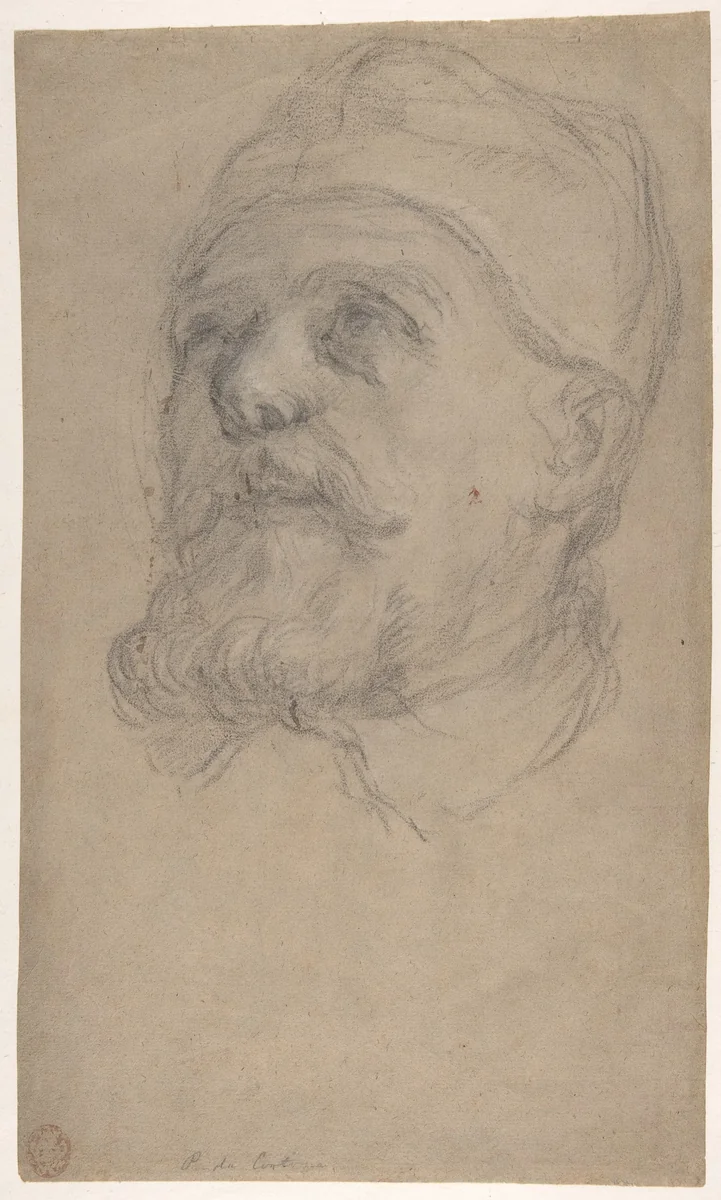 Head of Pope Urban VIII (Maffeo Vincenzo Barberini) (recto); An Outstretched Arm (verso) by Pietro Locatelli, drawing, 1669-1670