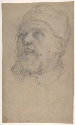 Head of Pope Urban VIII (Maffeo Vincenzo Barberini) (recto); An Outstretched Arm (verso) by Pietro Locatelli, drawing, 1669-1670