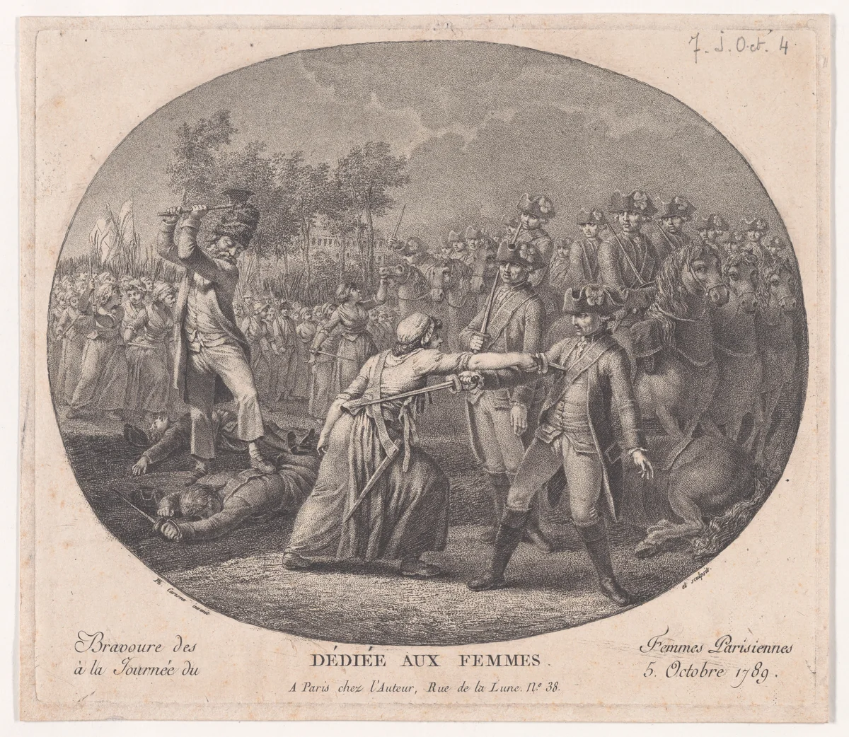 The Bravery of Parisian Women on October 5, 1789 by Jacques-Philippe Caresme, print, 1789-1794