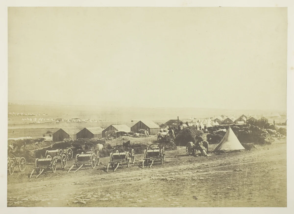 Artillery Waggons, Balaklava in the Distance by Roger Fenton, photograph, 1855