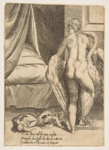 Leda and the Swan, from 'The Loves of the Gods' by Giulio Bonasone, print, 1531-1576