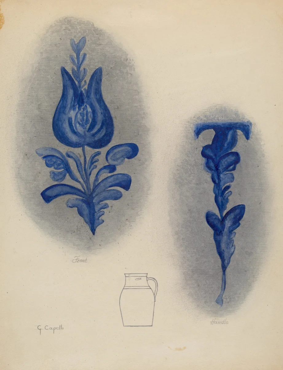 Pitcher by Giacinto Capelli, index of american design, 1937-1938