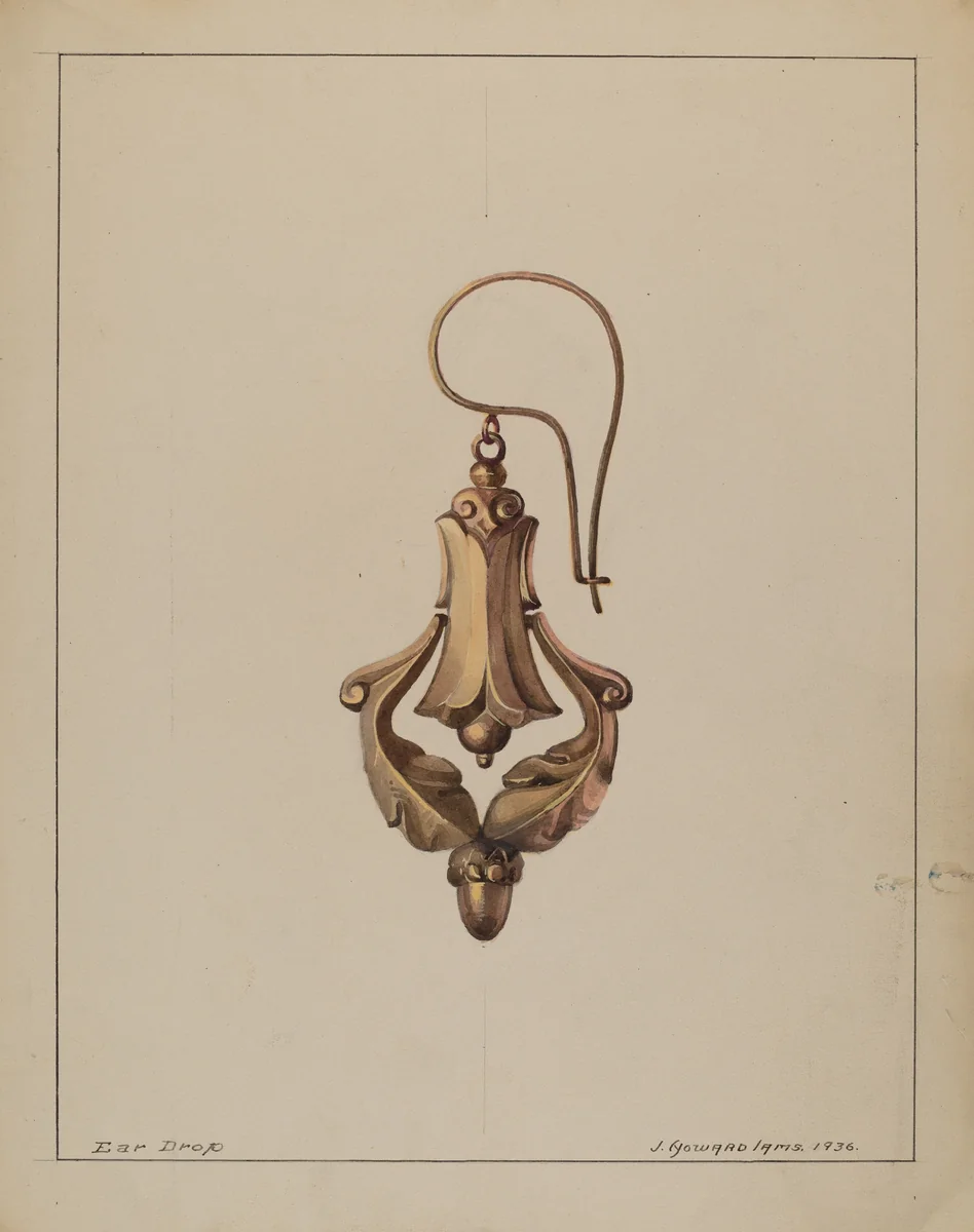 Earrings by J. Howard Iams, index of american design, 1936