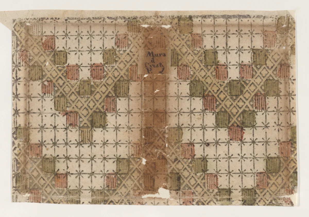 Book cover with overall geometric pattern by anonymous, print, 1800-1900