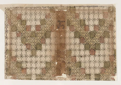 Book cover with overall geometric pattern by anonymous, print, 1800-1900