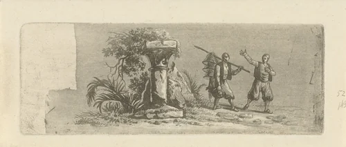 Landschap met twee Griekse vissers by François Joseph Pfeiffer, print, 1793-1835
