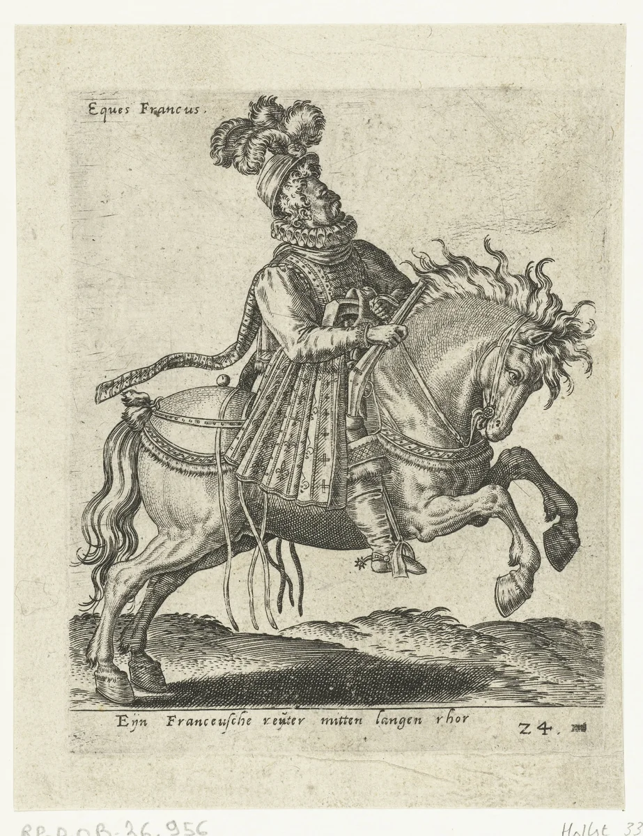 Franse ruiter met pistool by Unknown, print, 1577