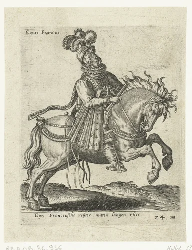 Franse ruiter met pistool by Unknown, print, 1577