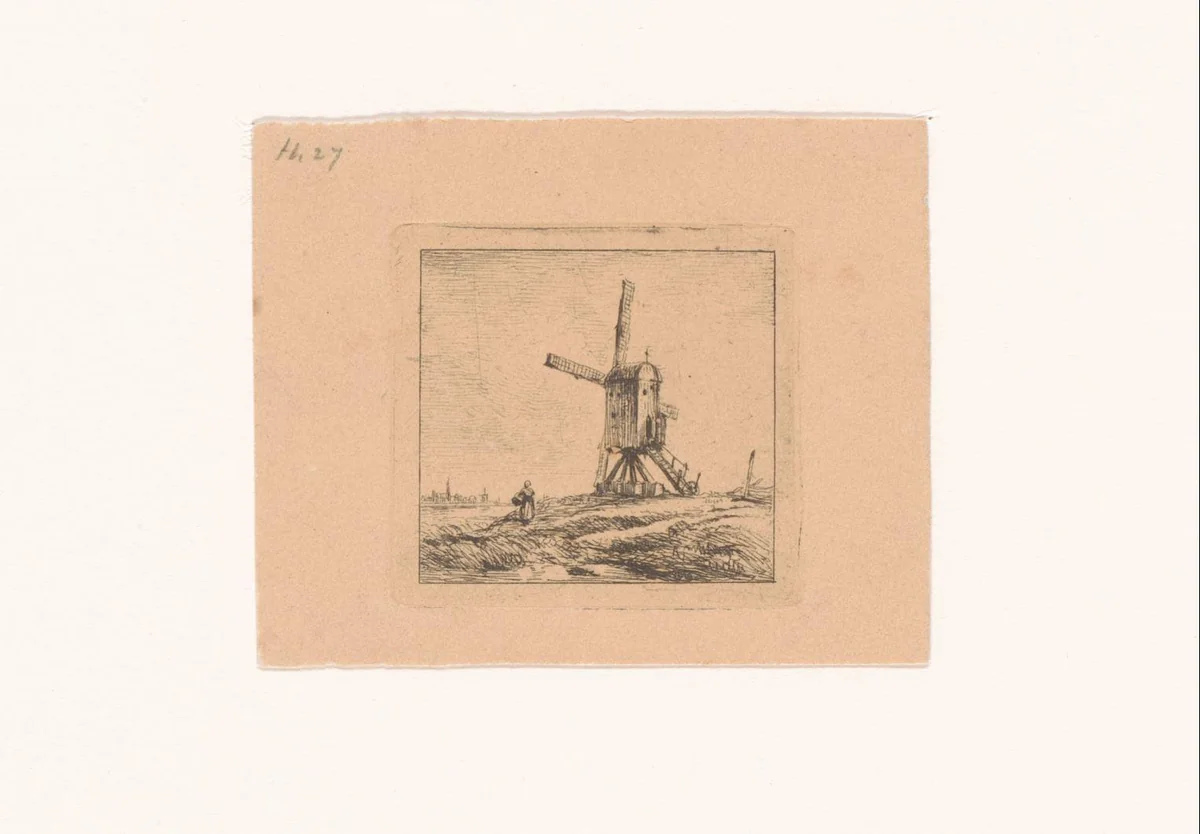 Houten windmolen by Eugène Verboeckhoven, print, 1830