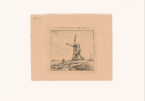 Houten windmolen by Eugène Verboeckhoven, print, 1830