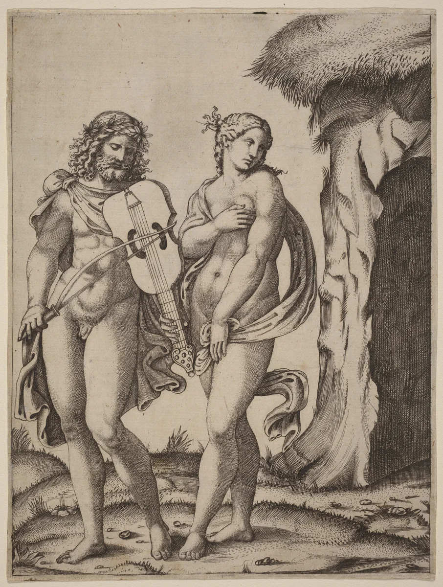 Orpheus and Eurydice by Marcantonio Raimondi, print, 1504-1514