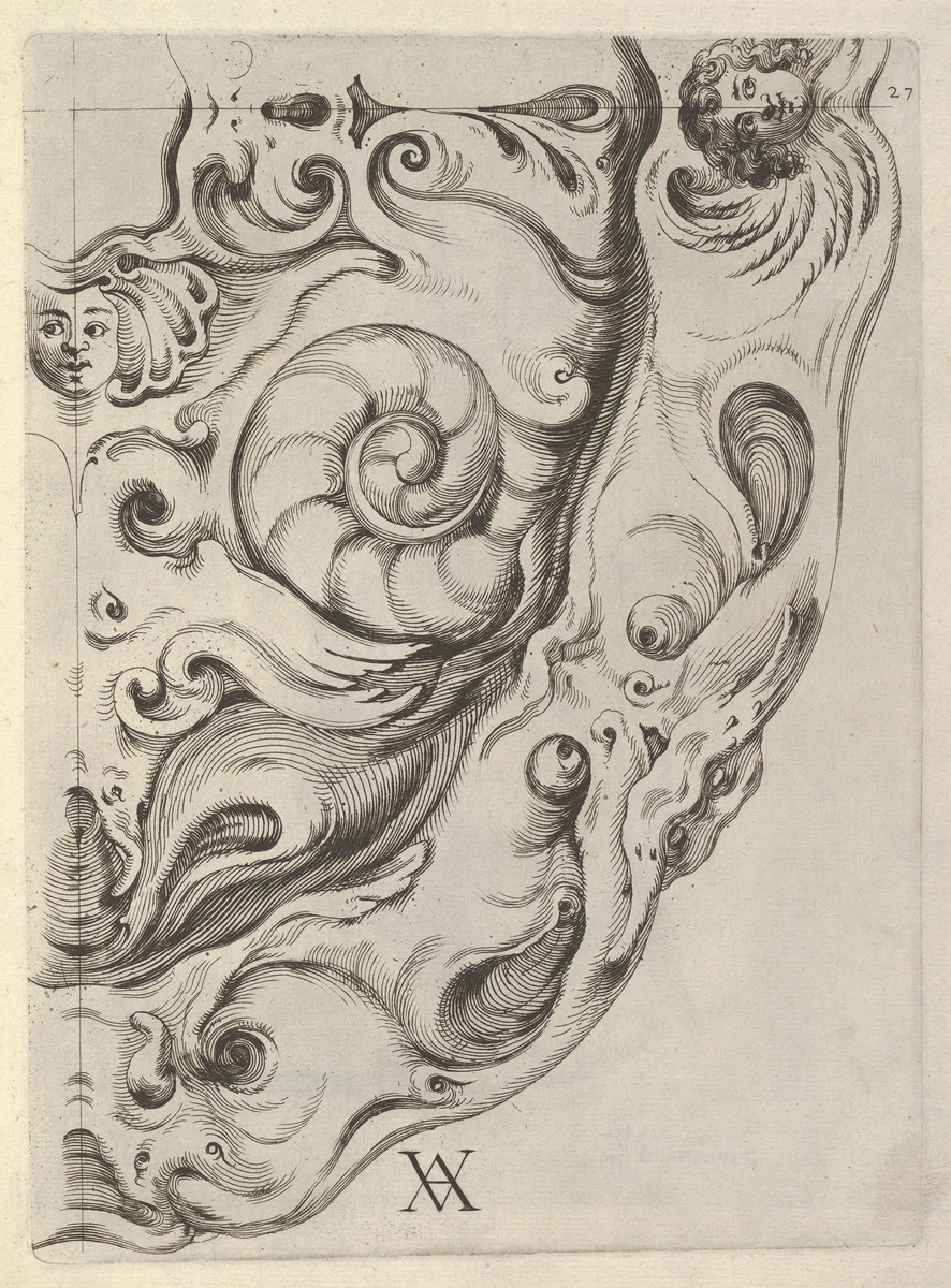Plate 27, from "Modelli Artificiosi (...), parte seconda" by Theodor van Kessel, book, 1646-1652