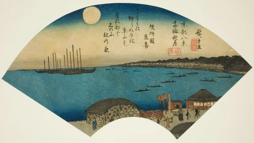 Autumn Moon at Takanawa (Takanawa shugetsu), from the series "Eight Views of the Eastern Capital (Toto hakkei)" by Utagawa Hiroshige (歌川広重), print, 1836-1837
