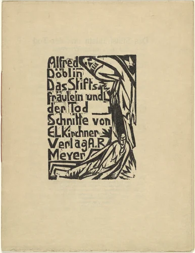 Front cover/title page from Das Stiftsfräulein und der Tod (The Canoness and Death) by Ernst Ludwig Kirchner, illustrated book, 1913