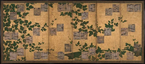 Anthology of Japanese and Chinese Poems (Wakan rōeishū) with Underpainting of Arrowroot Vines by Konoe Nobuhiro, painting, 1600-1633