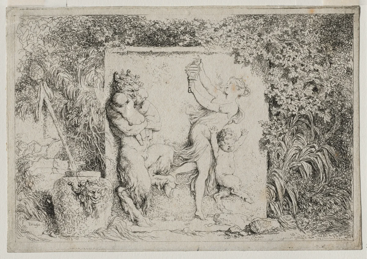 Bacchanales: The Satyr's Dance by Jean Honoré Fragonard, print, 1763