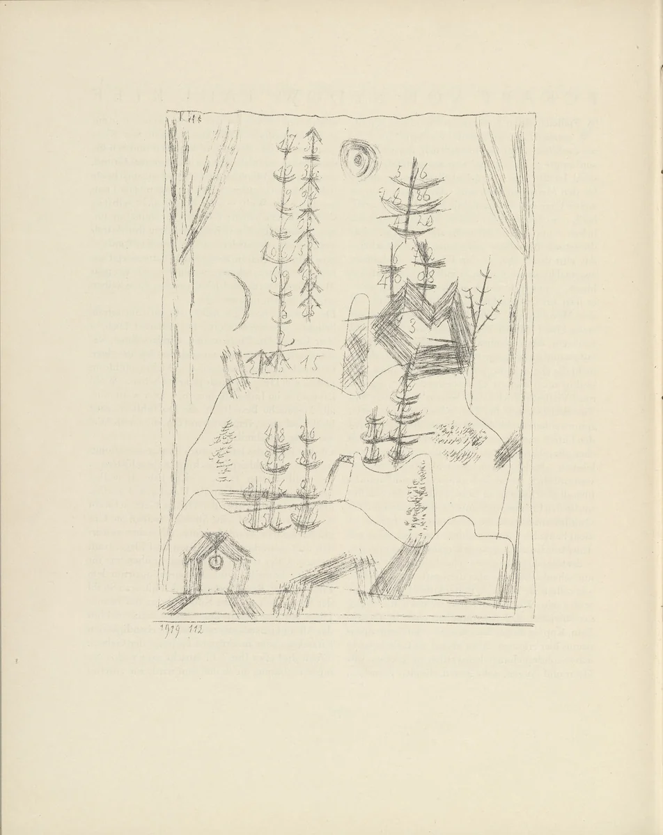 Forest (Wald) (plate, page 142) from the periodical Münchner Blätter für Dichtung und Graphik, vol. 1, no. 9 (September 1919) by Paul Klee, periodical, 1919