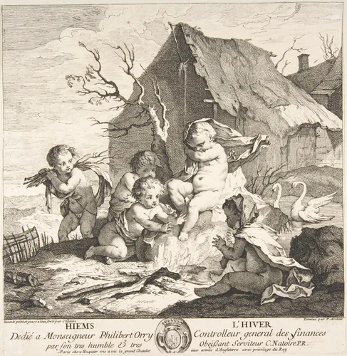 Winter by Charles Joseph Natoire, print, 1730-1760