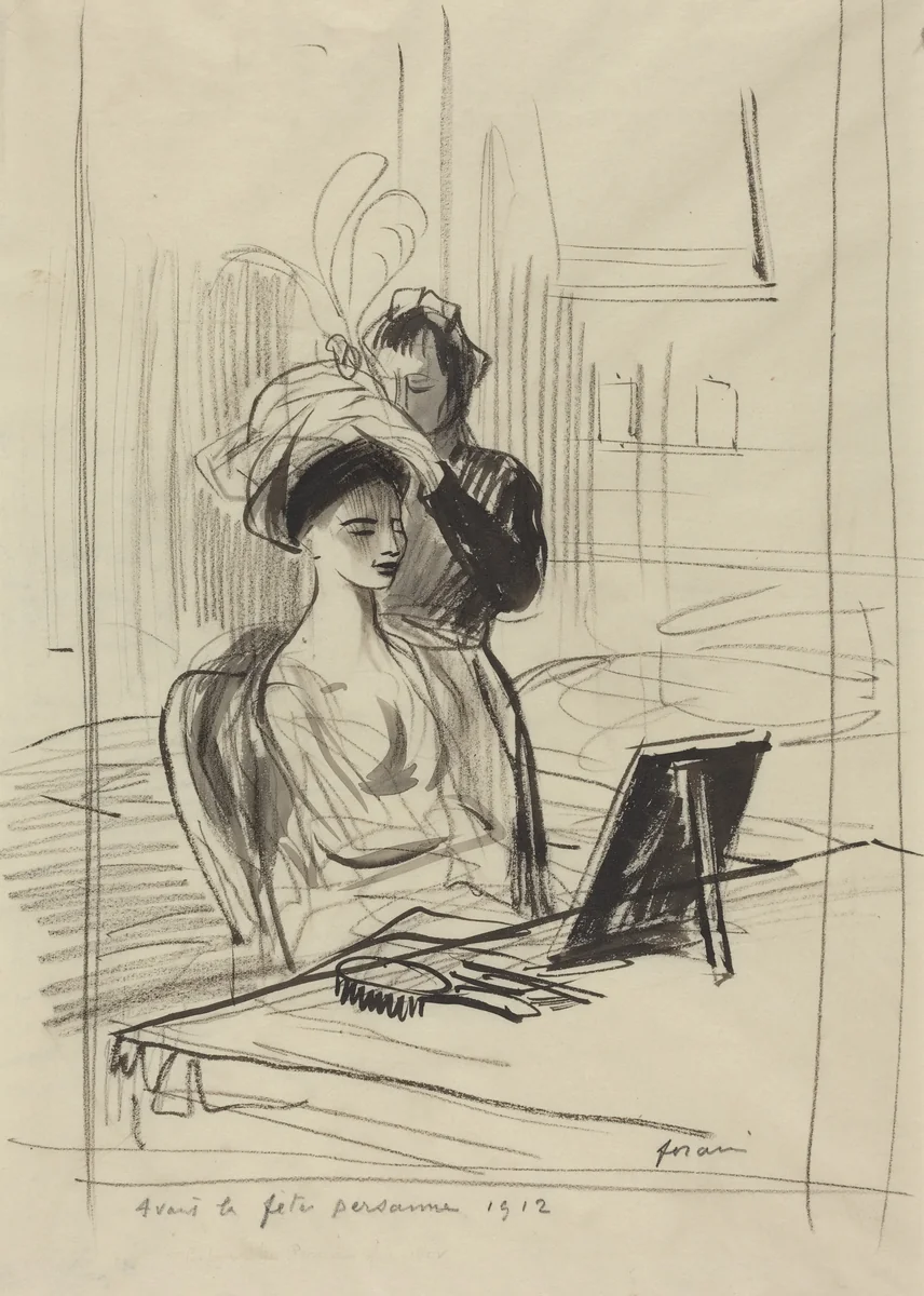 Avant la fête persanne by Jean-Louis Forain, drawing, 1912