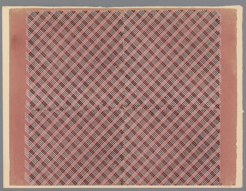 Blad met ruitenpatroon van diagonale lijnen by anonymous, print, 1800-1900