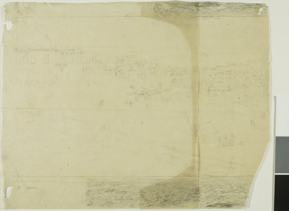 Study for San Francisco, far left section by Charles Meryon, drawing, 1855-1856