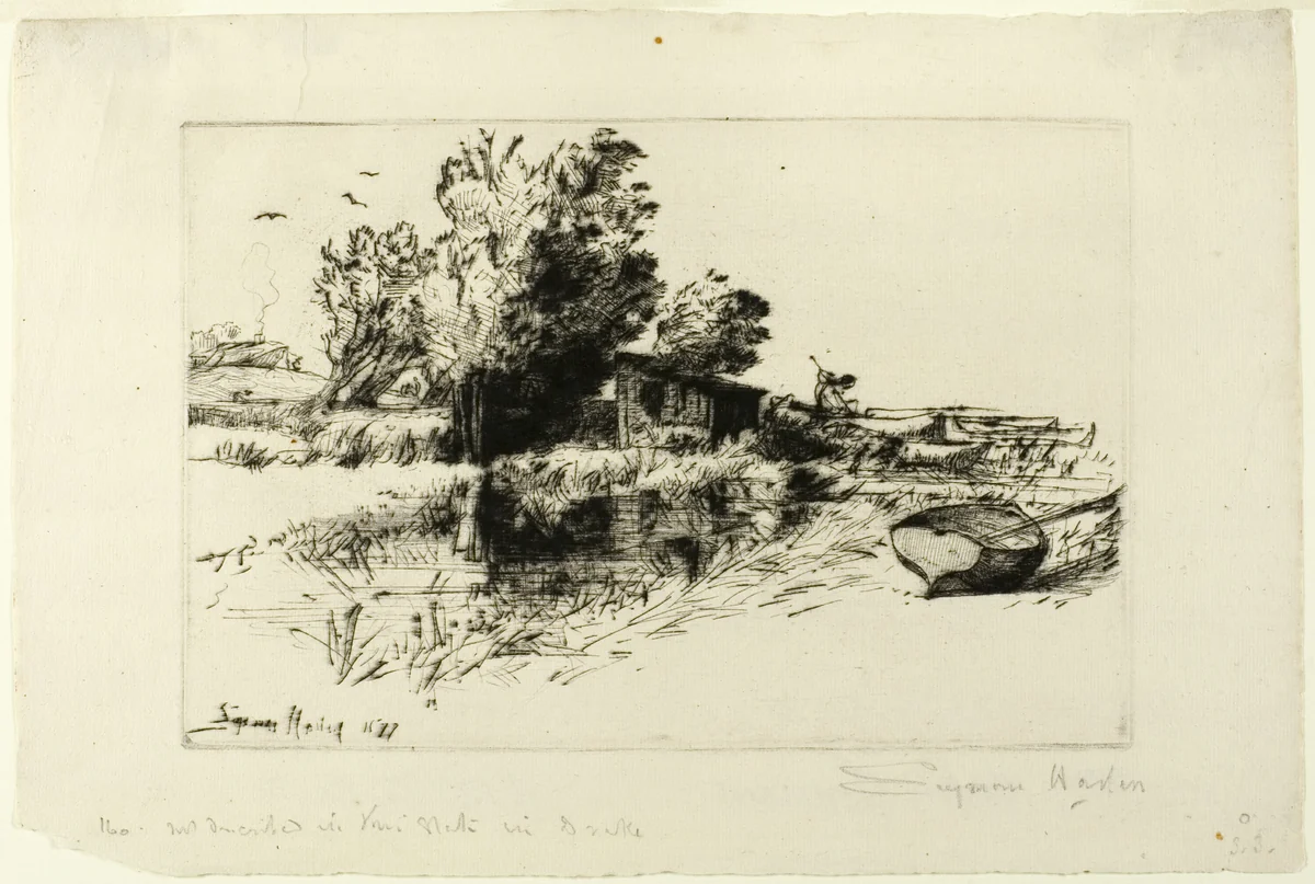 The Little Boat-House by Francis Seymour-Haden, print, 1877