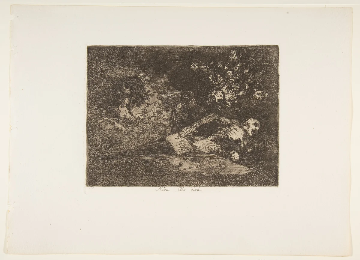 Plate 69 from "The Disasters of War" (Los Desastres de la Guerra): Nothing. The event will tell (Nada. Ello dirá) by Goya, print, 1863