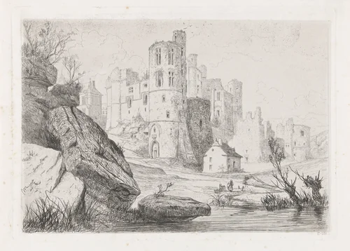 Ruïne van het kasteel van Beaufort by Martinus Antonius Kuytenbrouwer jr., print, 1854