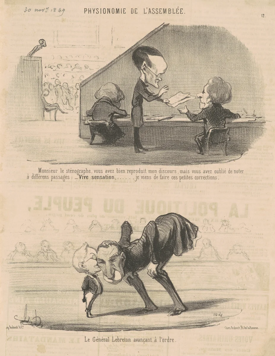 Monsieur le sténographe ... by Honoré Daumier, print, 1849