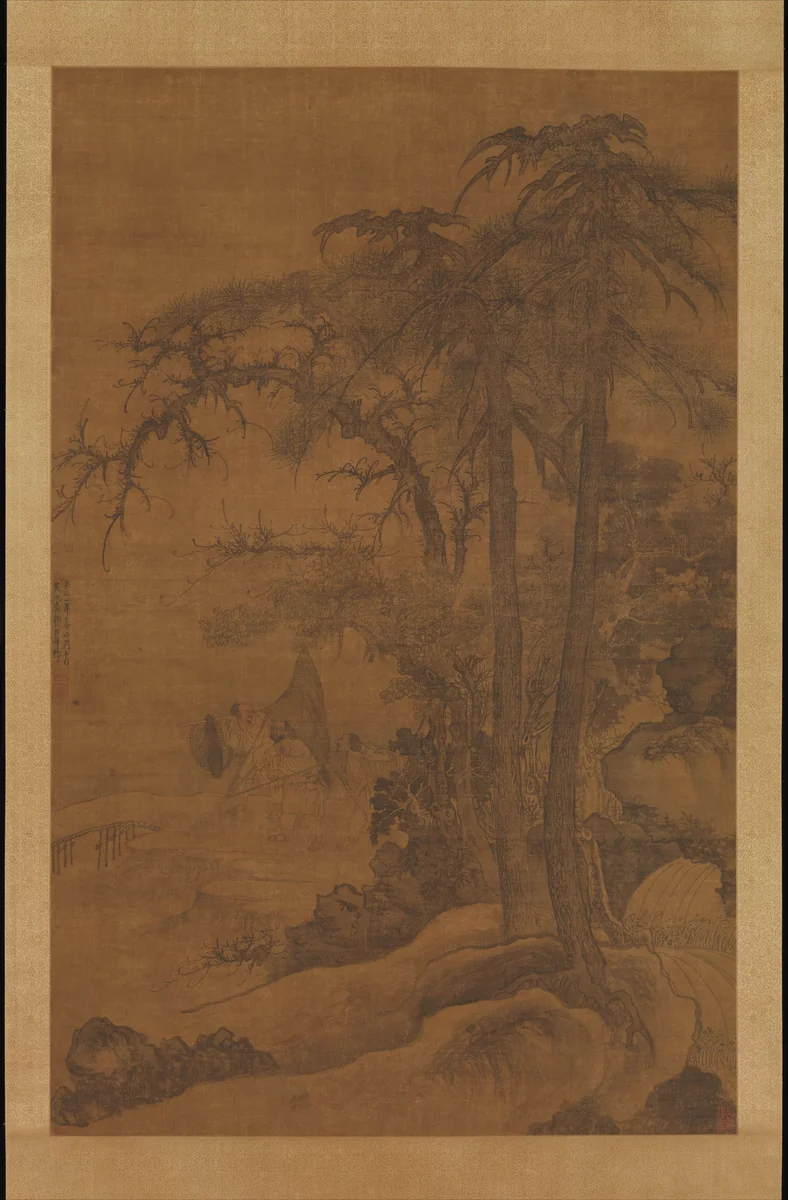 Returning Fishermen by Tang Di, painting, 1342