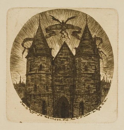 The Old Gate of the Palais de Justice, Paris by Charles Meryon, print, 1854