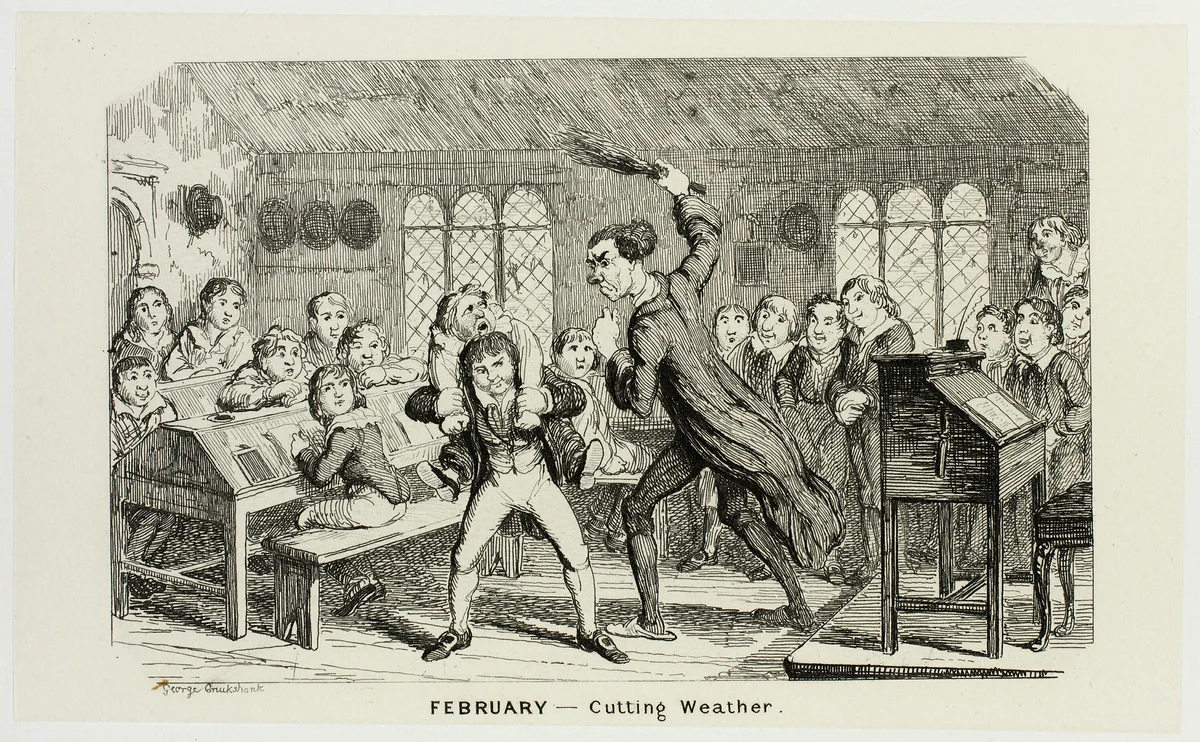 February - Cutting Weather from George Cruikshank's Steel Etchings to The Comic Almanacks: 1835-1853 by George Cruikshank, print, 1839