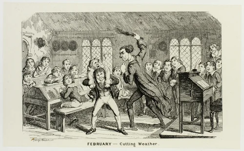 February - Cutting Weather from George Cruikshank's Steel Etchings to The Comic Almanacks: 1835-1853 by George Cruikshank, print, 1839