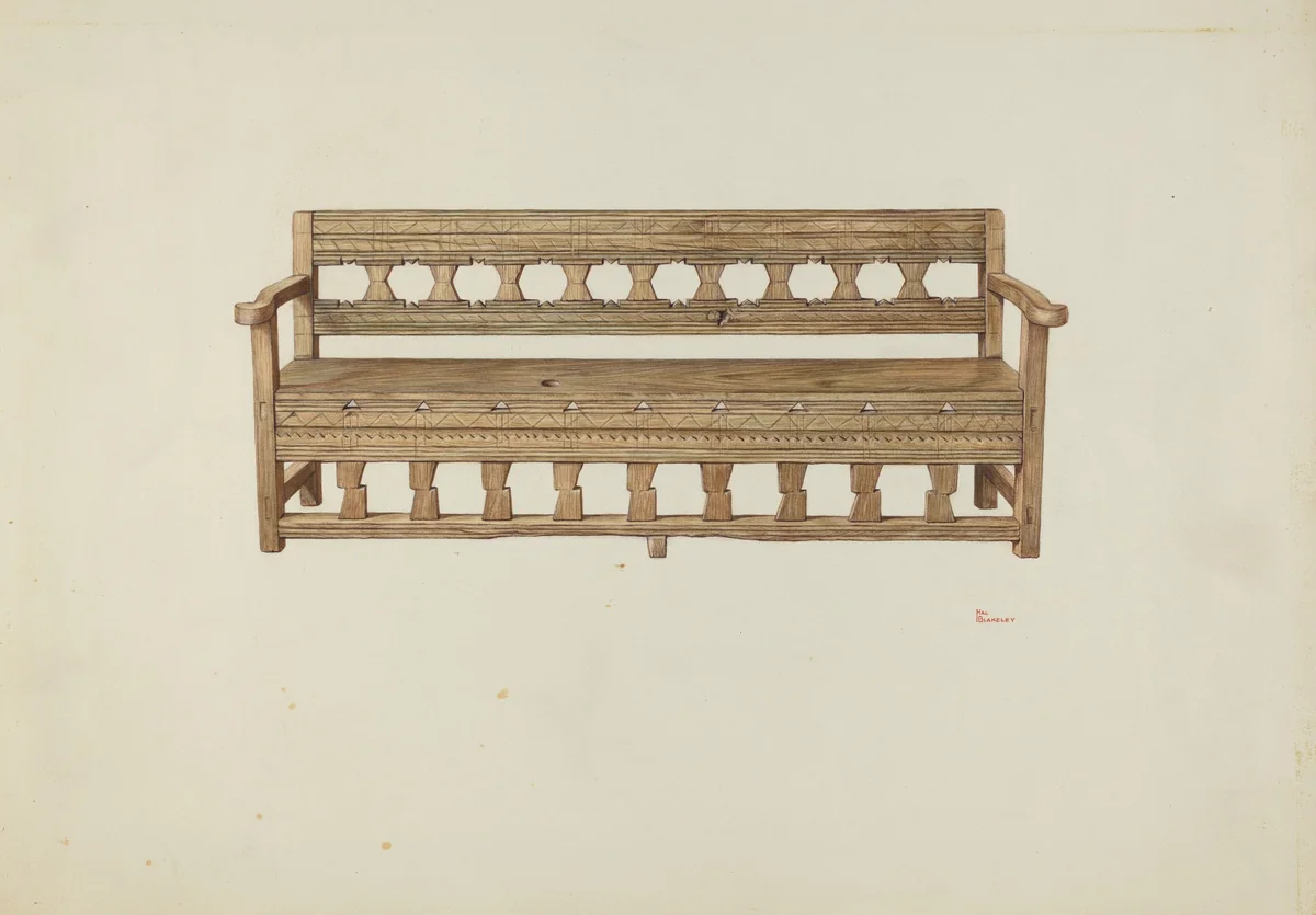 Bench by Hal Blakeley, index of american design, 1937