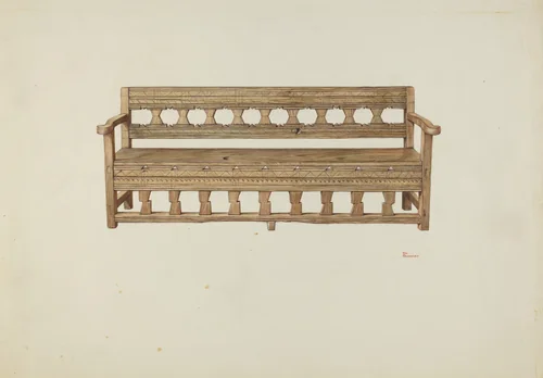 Bench by Hal Blakeley, index of american design, 1937