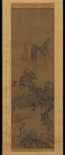 Scholar admiring plum blossoms by Unidentified Artist, painting, 1200-1299