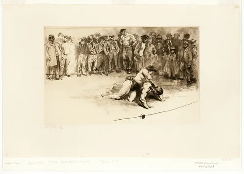 Female Wrestler by Edgar Chahine, print, 1902