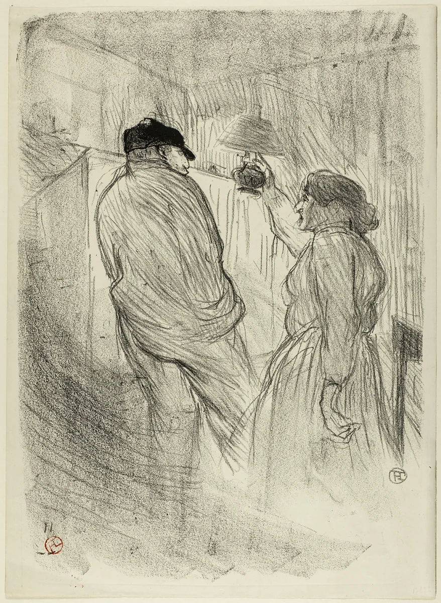 At the Théâtre-Libre: Antoine in L'Inquiétude by Henri de Toulouse-Lautrec, print, 1893