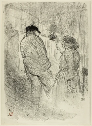 At the Théâtre-Libre: Antoine in L'Inquiétude by Henri de Toulouse-Lautrec, print, 1893