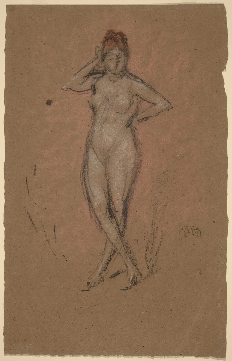 Nude Standing with Legs Crossed by James McNeill Whistler, drawing, 1878