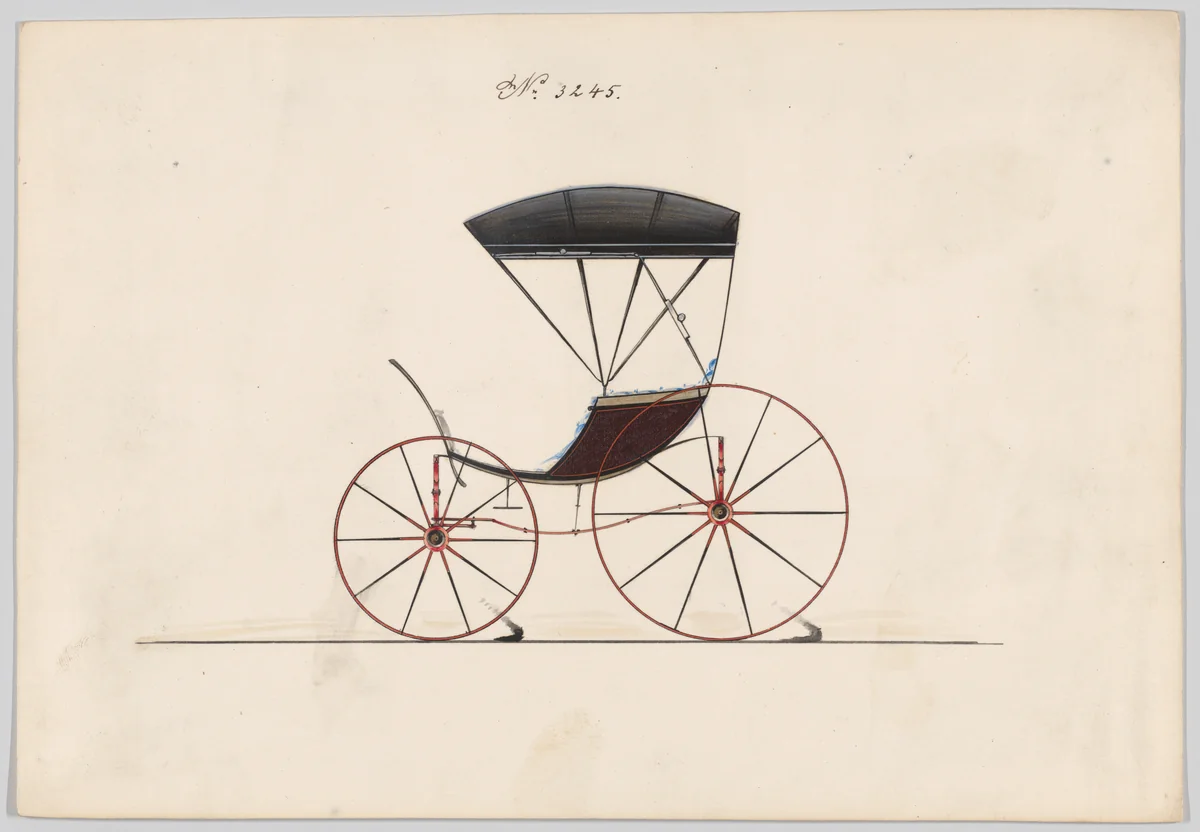 Design for Pony Phaeton, no. 3245 by Brewster & Co., drawing, 1876
