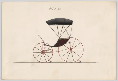 Design for Pony Phaeton, no. 3245 by Brewster & Co., drawing, 1876