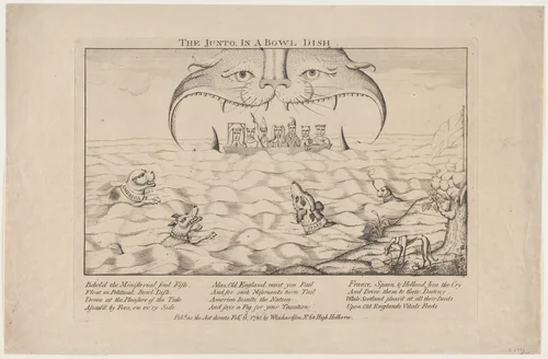 The Junto in a Bowl Dish by anonymous, print, 1781