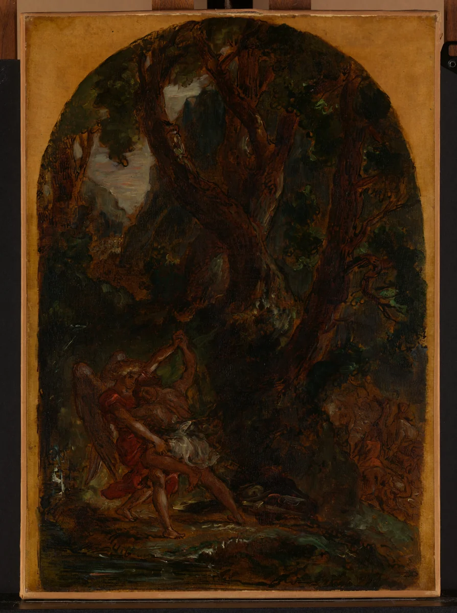 Jacob Wrestling with the Angel by Eugène Delacroix, drawing, 1850