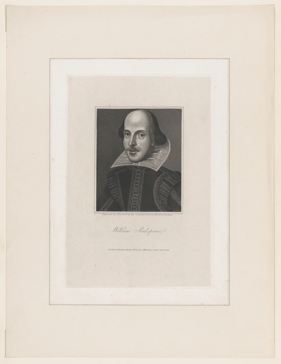 William Shakespeare by Charles Picart, print, 1827