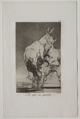 Thou Who Canst Not, Plate 42 by Francisco de Goya, print, 1799