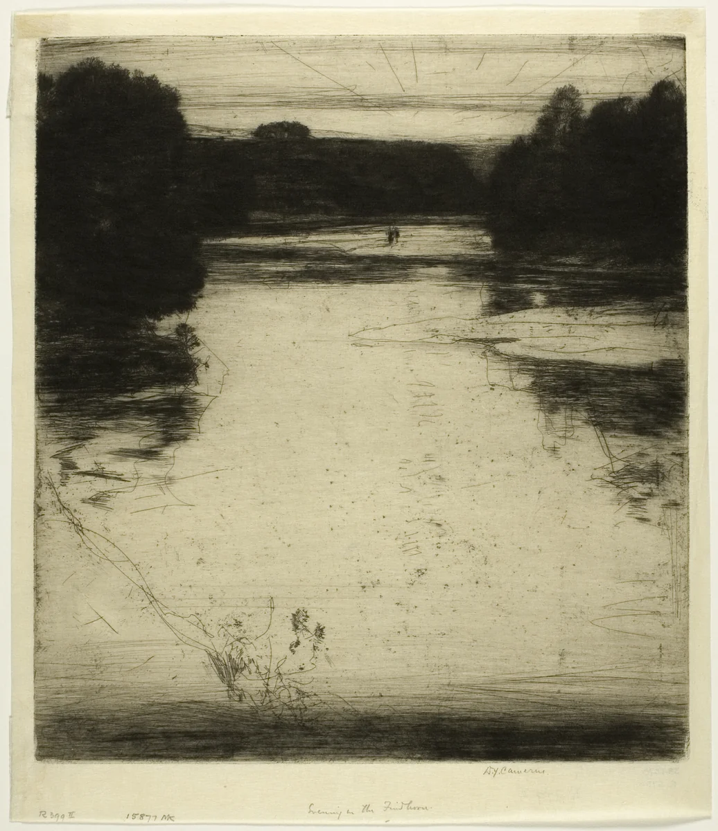 After-Glow (or Evening) on the Findhorn by David Young Cameron, print, 1907